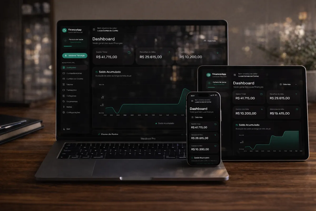 Dashboard da Junny em MacBook, iPhone e iPad
